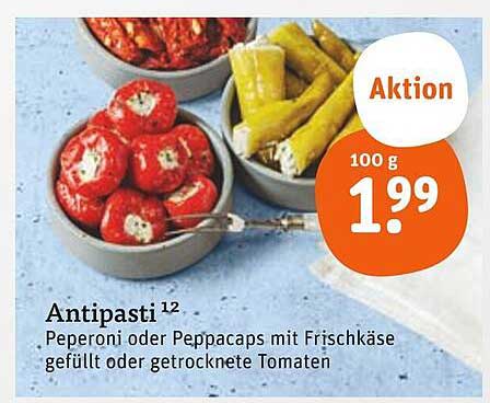 Antipasti - Peperoni oder Peppacaps mit Frischkäse gefüllt oder getrocknete Tomaten