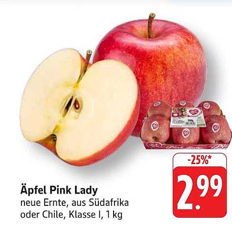 Äpfel Pink Lady, neue Ernte, aus Südafrika oder Chile, Klasse I, 1 kg