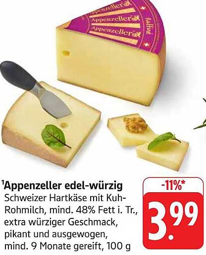 Appenzeller edel-würzig - Schweizer Hartkäse