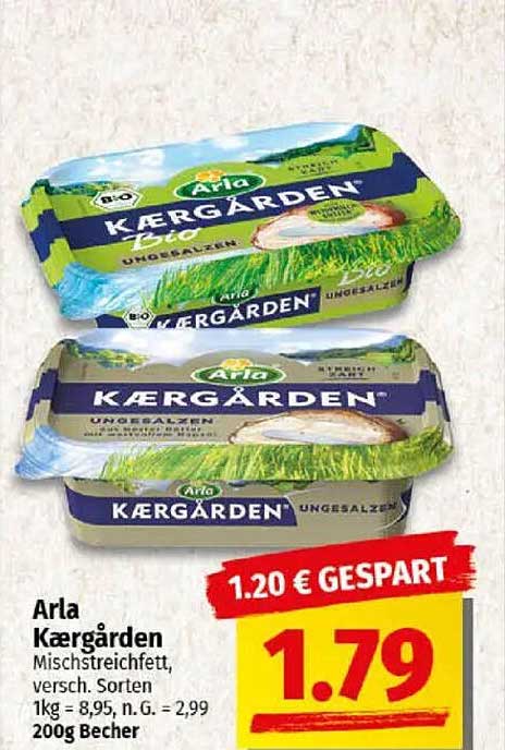 Arla Kærgården Mischstreichfett, verschiedene Sorten