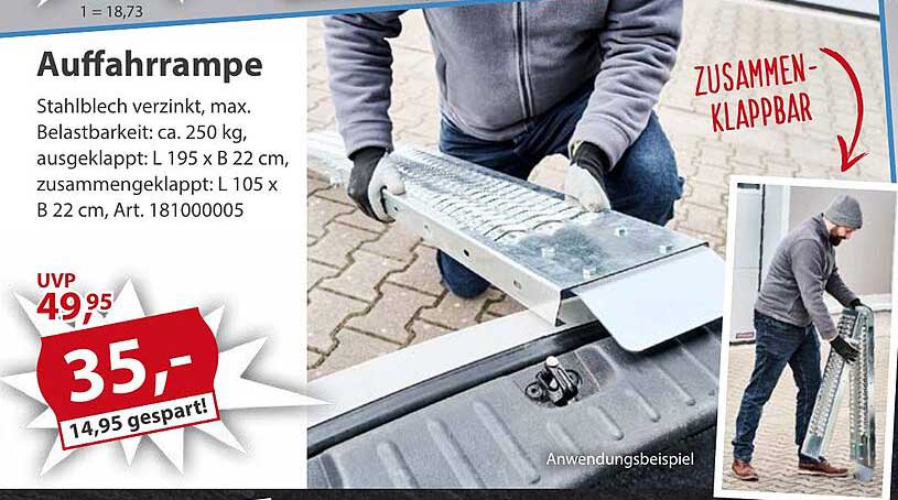 Auffahrrampe - Stahlblech verzinkt, max. Belastbarkeit 250 kg