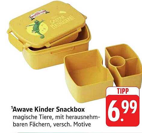 Awave Kinder Snackbox mit magischen Tieren, verschiedenen Motiven