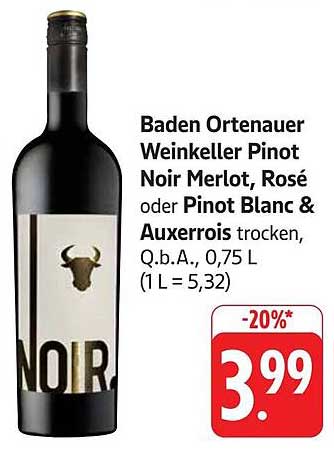 Baden Ortenauer Weinkeller Pinot Noir Merlot, Rosé oder Pinot Blanc & Auxerrois - 20% Rabatt!