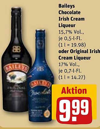 Baileys Chocolate Irish Cream Liqueur 0,5l oder Original Irish Cream Liqueur 0,7l