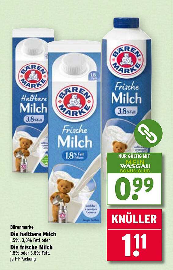Bärenmarke Frische Milch und Haltbare Milch 1,5% & 3,8% Fett