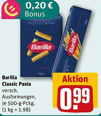Barilla Classic Pasta – Verschiedene Ausformungen – 500-g-Packung – Jetzt nur 0,99 €!