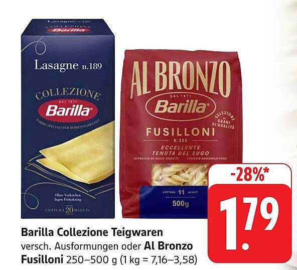 Barilla Collezione Teigwaren verschiedene Ausführungen oder Al Bronzo Fusilloni 250–500 g