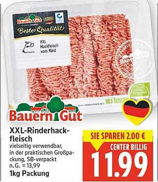 Bauern Gut XXL-Rinderhackfleisch 1kg Packung