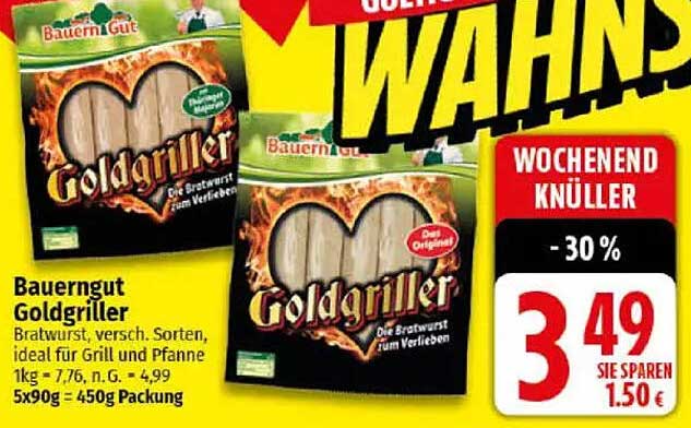 BauernGut Goldgriller Bratwurst – Ideal für Grill und Pfanne