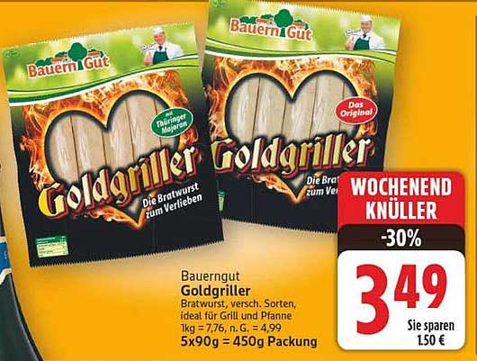 BauernGut Goldgriller Bratwürste, 450g Packung