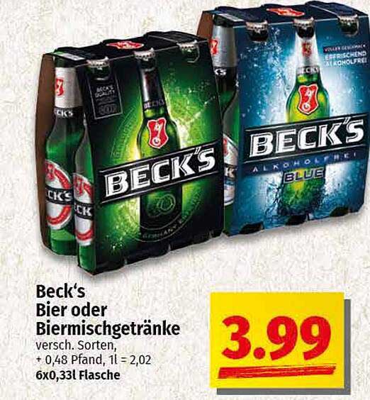 Beck's Bier oder Biermischgetränke - verschiedene Sorten