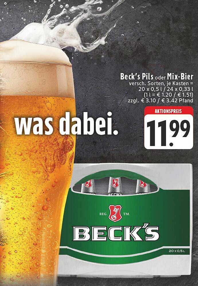 Beck's Pils oder Mix-Bier 20 x 0,5 l