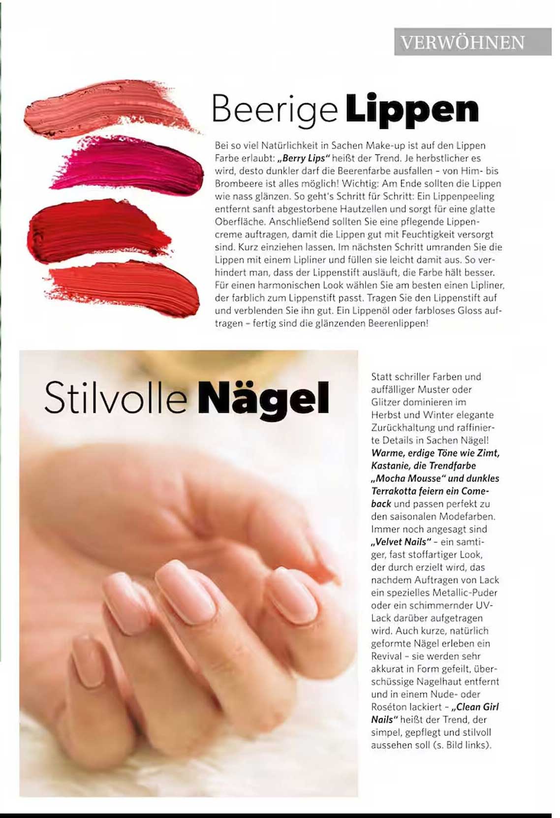 Beerige Lippen und stilvolle Nägel
