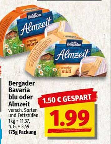 Bergader Bavaria blu oder Almzeit 175g Packung