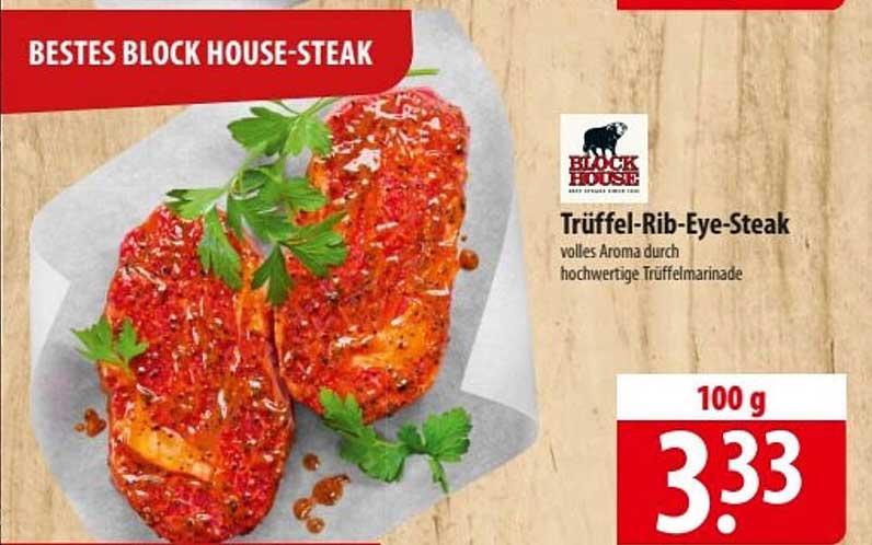 BESTES BLOCK HOUSE-STEAK - TRÜFFEL-RIB-EYE-STEAK