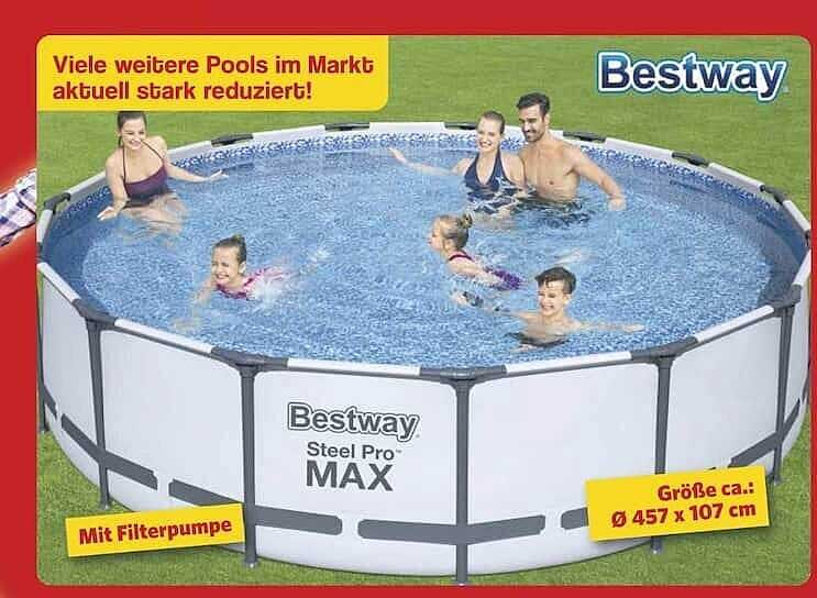 Bestway Steel Pro MAX Pool, Ø 457 x 107 cm mit Filterpumpe