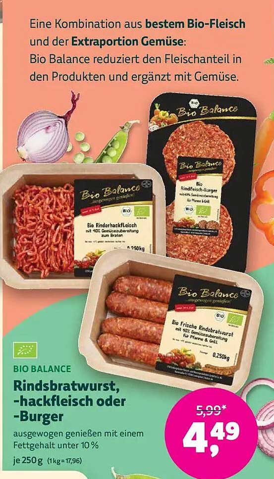 Bio Balance Rindsbratwurst, -hackfleisch oder -Burger