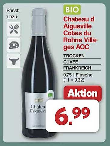 BIO Chateau d'Aigueville Cotes du Rhone Villages AOC - Trocken Cuvee - 0,75-l-Flasche