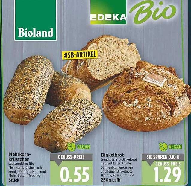 Bio-Mehrkornbrötchen und Dinkelbrot von Bioland