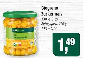 Biogreno Zuckermais 330-g-Glas