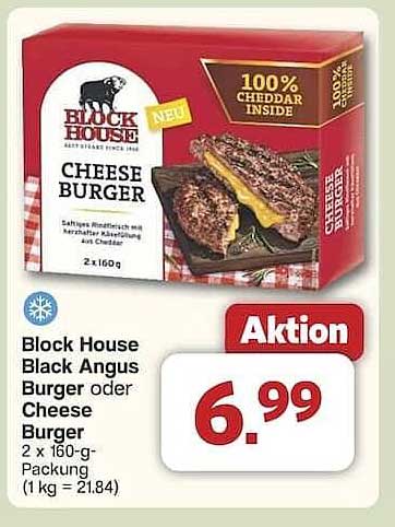 Block House Black Angus Burger oder Cheese Burger 2 x 160-g-Packung