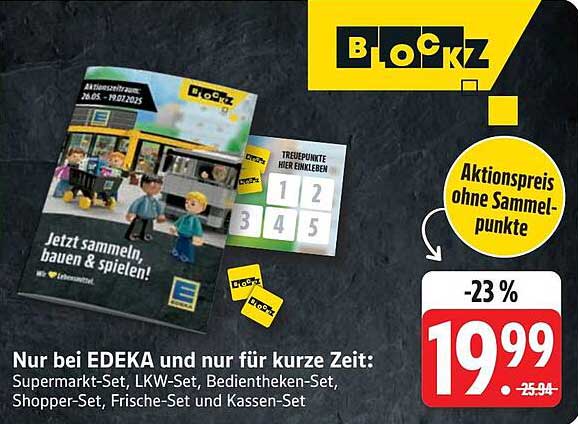 BLOCKZ Supermarkt-Set, LKW-Set, Bedientheken-Set, Shopper-Set, Frische-Set und Kassen-Set