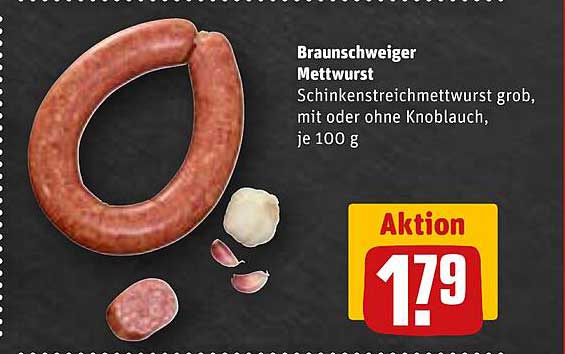 Braunschweiger Mettwurst - Schinkenstreichmettwurst grob, mit oder ohne Knoblauch, je 100 g