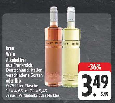 bree Wein alkoholfrei 0,75 Liter Flasche