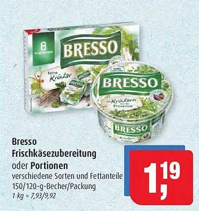 Bresso Frischkäsezubereitung oder Portionen - 150/120-g-Becher/Packung
