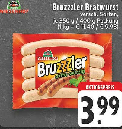 Bruzzler Bratwurst, verschiedene Sorten, je 350 g / 400 g Packung