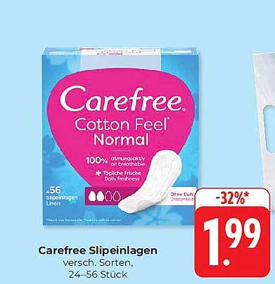 Carefree Sliepeinlagen Cotton Feel Normal, 24-56 Stück