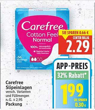 Carefree Slipeinlagen Cotton Feel Normal 56 Stück
