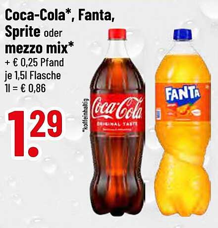 Coca-Cola*, Fanta, Sprite oder mezzo mix* 1,5l für nur 1,29 €