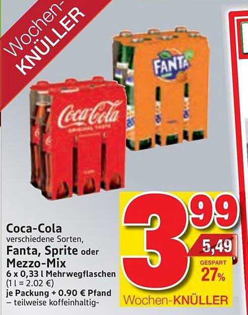 Coca-Cola, Fanta, Sprite oder Mezzo-Mix im Wochen-Knüller