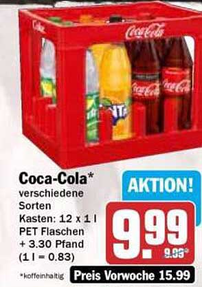 Coca-Cola Kasten - 12 x 1 l PET Flaschen für nur 9,99 €