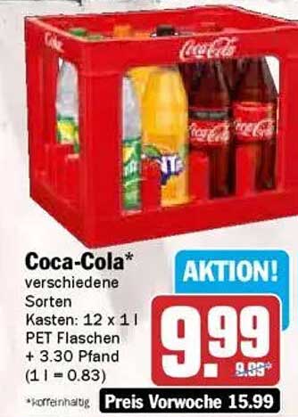 Coca-Cola Kasten verschiedene Sorten 12 x 1 L PET Flaschen