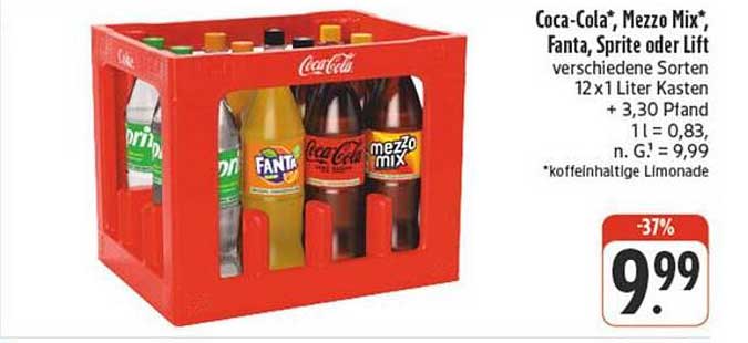 Coca-Cola*, Mezzo Mix*, Fanta, Sprite oder Lift 12 x 1 Liter Kasten