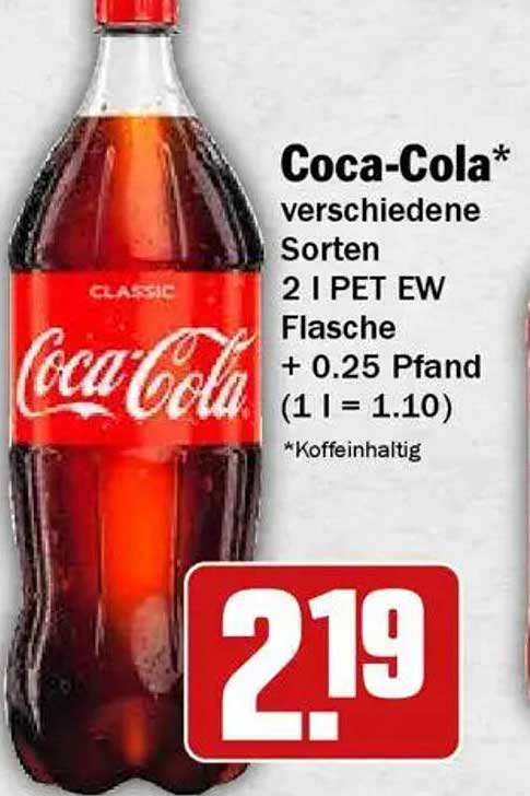Coca-Cola verschiedene Sorten 2 l PET EW Flasche + 0.25 Pfand