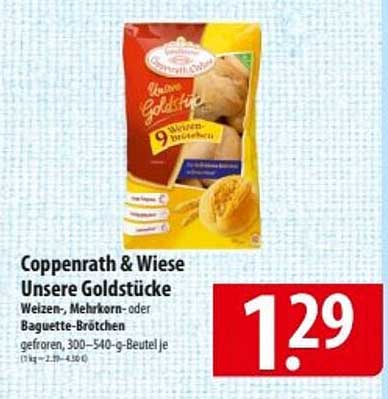 Coppenrath & Wiese Unsere Goldstücke 9 Weizen-, Mehrkorn- oder Baguette-Brötchen, 300–540-g-Beutel