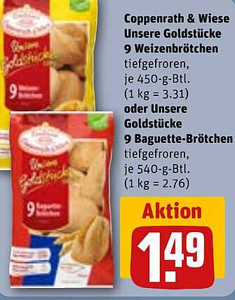 Coppenrath & Wiese Unsere Goldstücke 9 Weizenbrötchen oder 9 Baguette-Brötchen