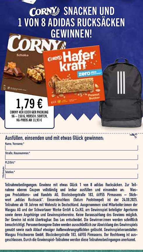 CORNY 4er oder die packung – Snackvergnügen zum Sonderpreis!
