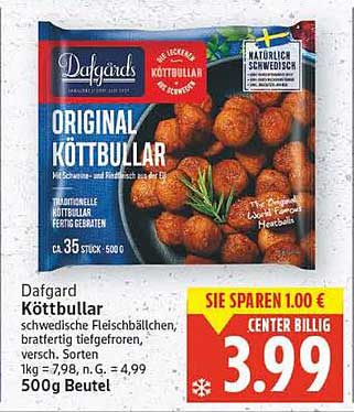 Dafgård Original Köttbullar – Schwäbische Fleischbällchen, 500g Beutel