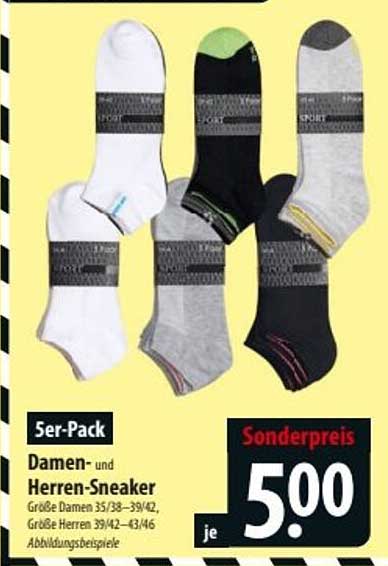 Damen- und Herren-Sneaker-Socken im 5er-Pack