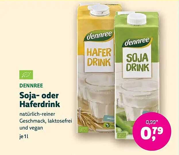 Dennree Soja- oder Haferdrink