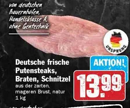 Deutsche frische Putensteaks, Braten, Schnitzel, 1 kg