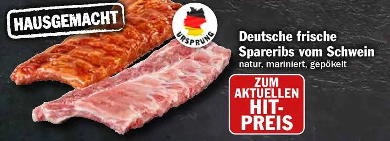Deutsche frische Spareribs vom Schwein - natur, mariniert, gepökelt