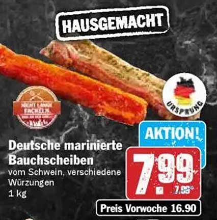 Deutsche marinierte Bauchscheiben vom Schwein, verschiedene Würzungen - 1 kg