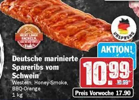 Deutsche marinierte Spareribs vom Schwein, Western, Honey-Smoke, BBQ-Orange, 1 kg