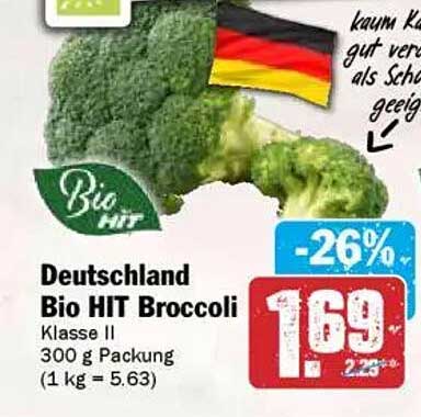 Deutschland Bio HIT Broccoli Klasse II 300 g Packung