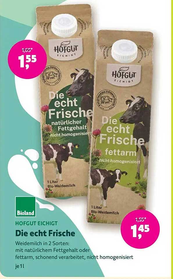 Die echt Frische Weidemilch 1 Liter